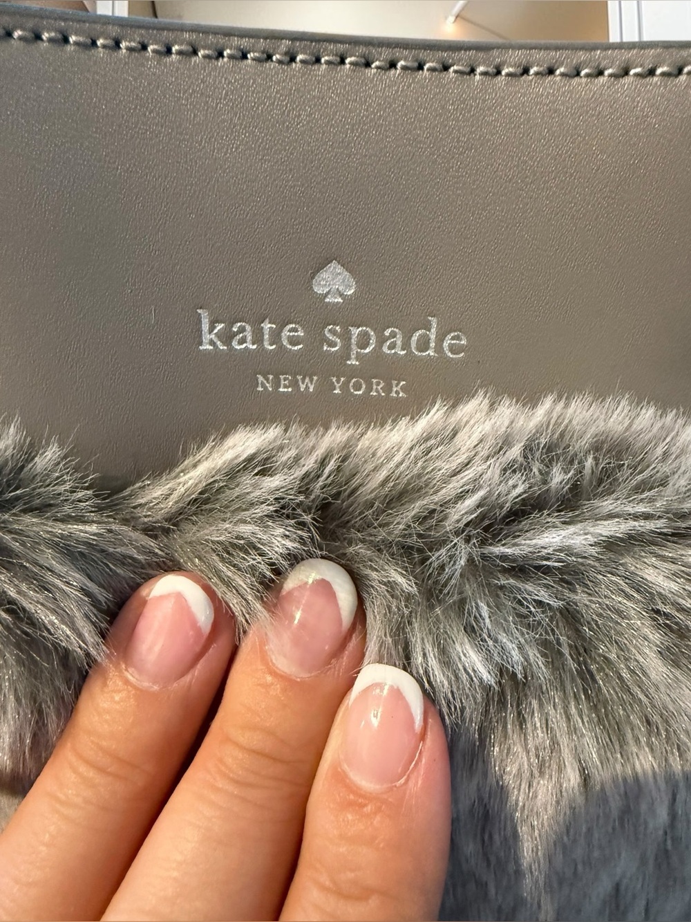 Kate Spade Faux Fur Bucket Bag in Taupe Brown - Designer Style - Picture 4 of 6